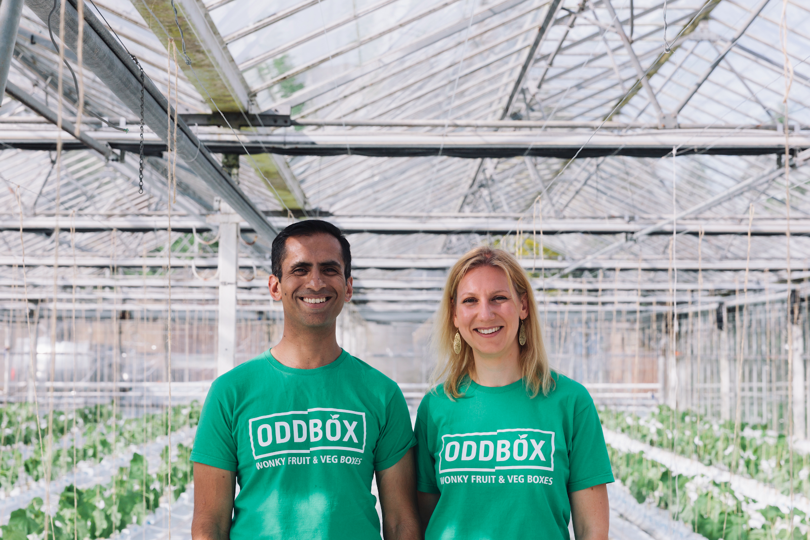 Emilie Vanpoperinghe and Deepak Ravindran, founders of Oddbox