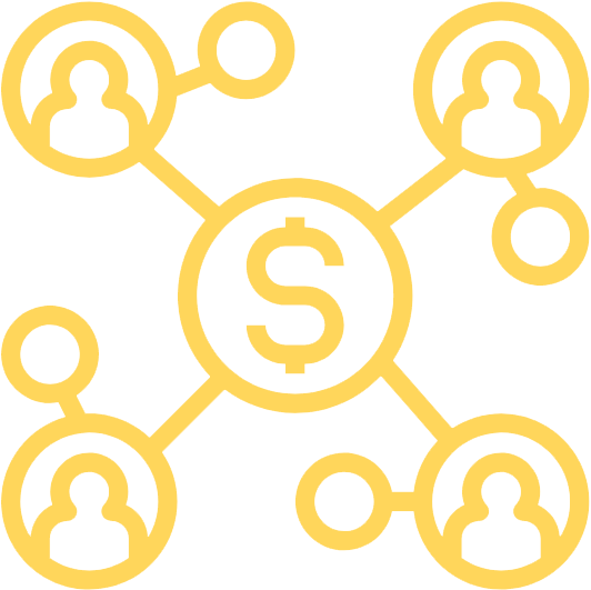 41 yellow icon of a network: we help you connect with the right partners for your food tech venture/project